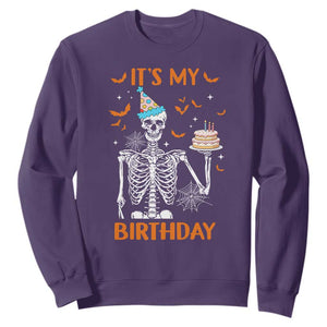 Funny Halloween Birthday Sweatshirt Its My Bday Skeleton Cake Party TS11 Purple Print Your Wear