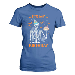 Funny Halloween Birthday T Shirt For Women Its My Bday Skeleton Cake Party TS11 Royal Blue Print Your Wear