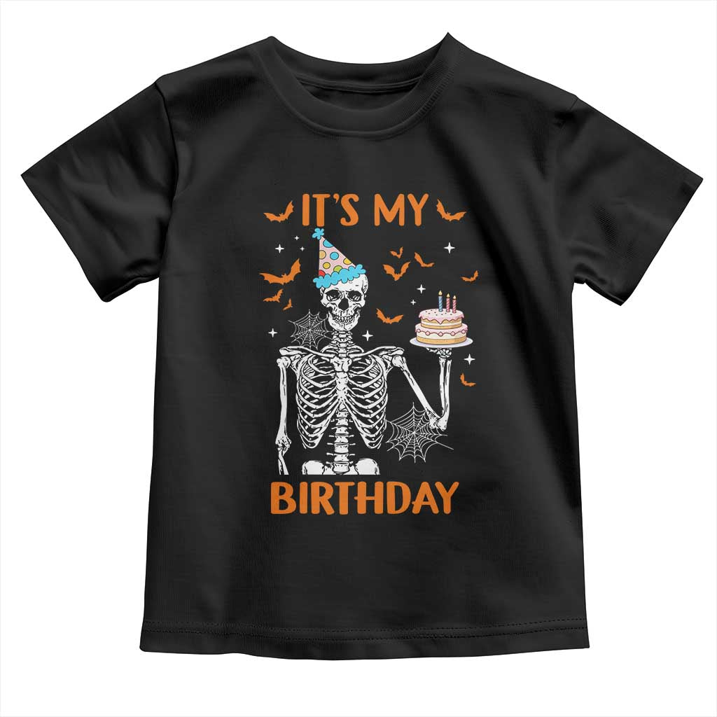 Funny Halloween Birthday Toddler T Shirt Its My Bday Skeleton Cake Party TS11 Black Print Your Wear