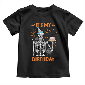 Funny Halloween Birthday Toddler T Shirt Its My Bday Skeleton Cake Party TS11 Black Print Your Wear