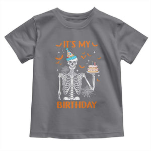 Funny Halloween Birthday Toddler T Shirt Its My Bday Skeleton Cake Party TS11 Charcoal Print Your Wear
