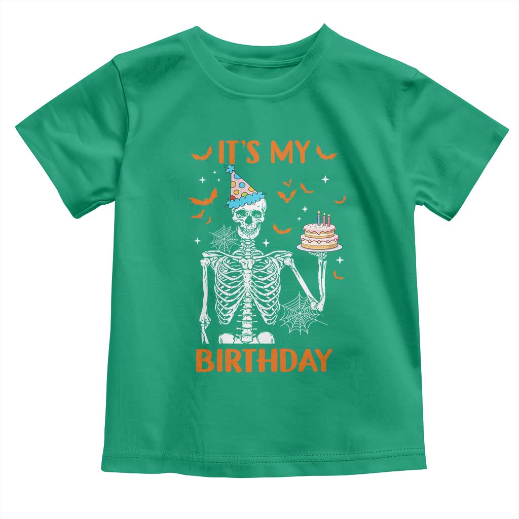 Funny Halloween Birthday Toddler T Shirt Its My Bday Skeleton Cake Party TS11 Irish Green Print Your Wear