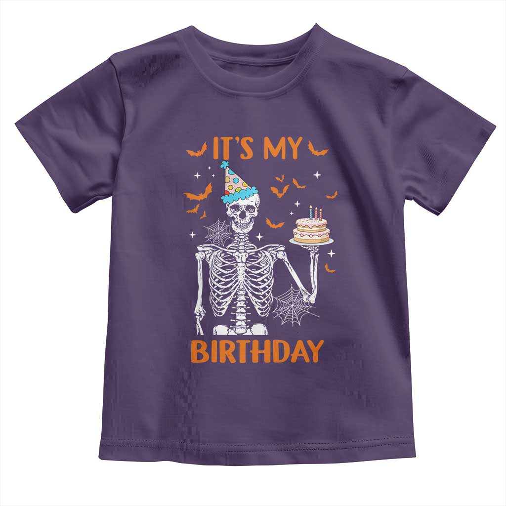 Funny Halloween Birthday Toddler T Shirt Its My Bday Skeleton Cake Party TS11 Purple Print Your Wear