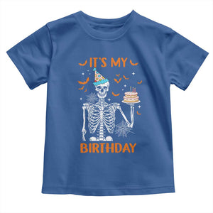 Funny Halloween Birthday Toddler T Shirt Its My Bday Skeleton Cake Party TS11 Royal Blue Print Your Wear