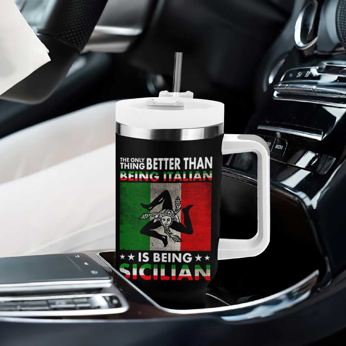 Funny The Only Thing Better Than Being Italian Is Being Sicilian Tumbler With Handle Sicily Italy TS11 Print Your Wear