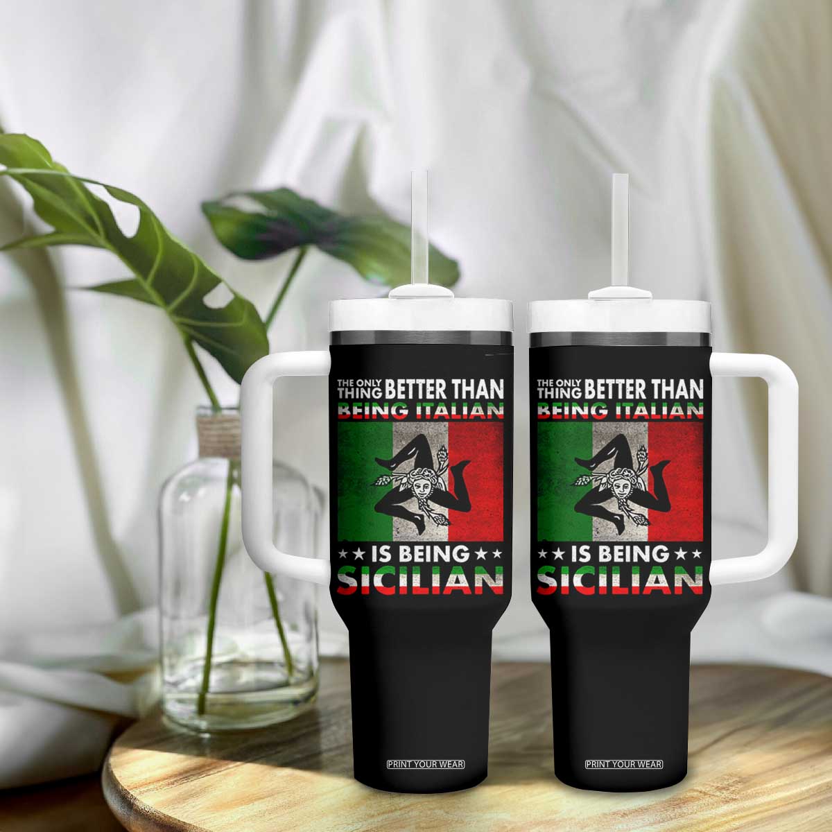 Funny The Only Thing Better Than Being Italian Is Being Sicilian Tumbler With Handle Sicily Italy TS11 Print Your Wear