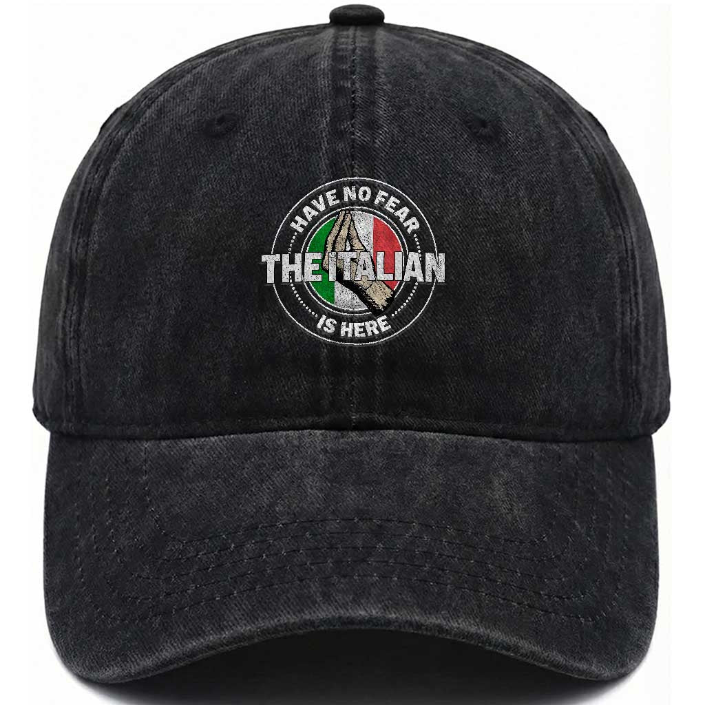 Funny Have No Fear The Italian Is Here Washed Cotton Baseball Cap Che Vuoi TS11 Print Your Wear
