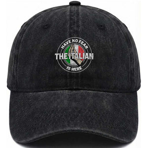 Funny Have No Fear The Italian Is Here Washed Cotton Baseball Cap Che Vuoi TS11 Print Your Wear