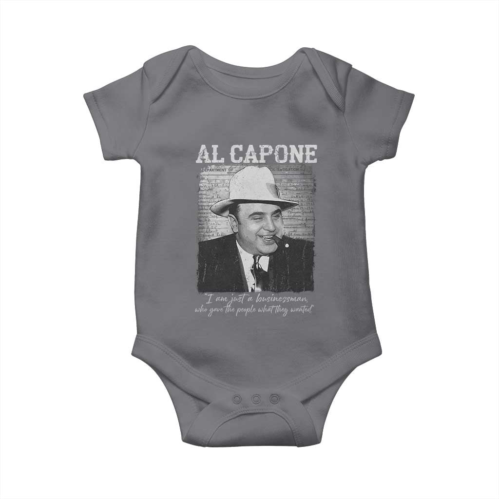 Al Capone Baby Onesie I Am Just A Businessman American Gangster Mafia TS11 Charcoal Print Your Wear