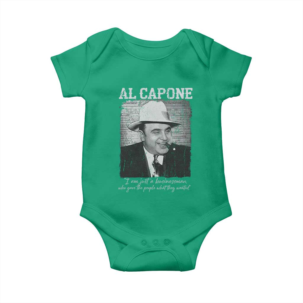 Al Capone Baby Onesie I Am Just A Businessman American Gangster Mafia TS11 Irish Green Print Your Wear