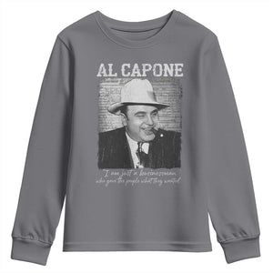 Al Capone Youth Sweatshirt I Am Just A Businessman American Gangster Mafia TS11 Charcoal Print Your Wear