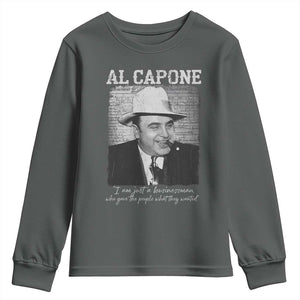 Al Capone Youth Sweatshirt I Am Just A Businessman American Gangster Mafia TS11 Dark Heather Print Your Wear