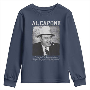 Al Capone Youth Sweatshirt I Am Just A Businessman American Gangster Mafia TS11 Navy Print Your Wear