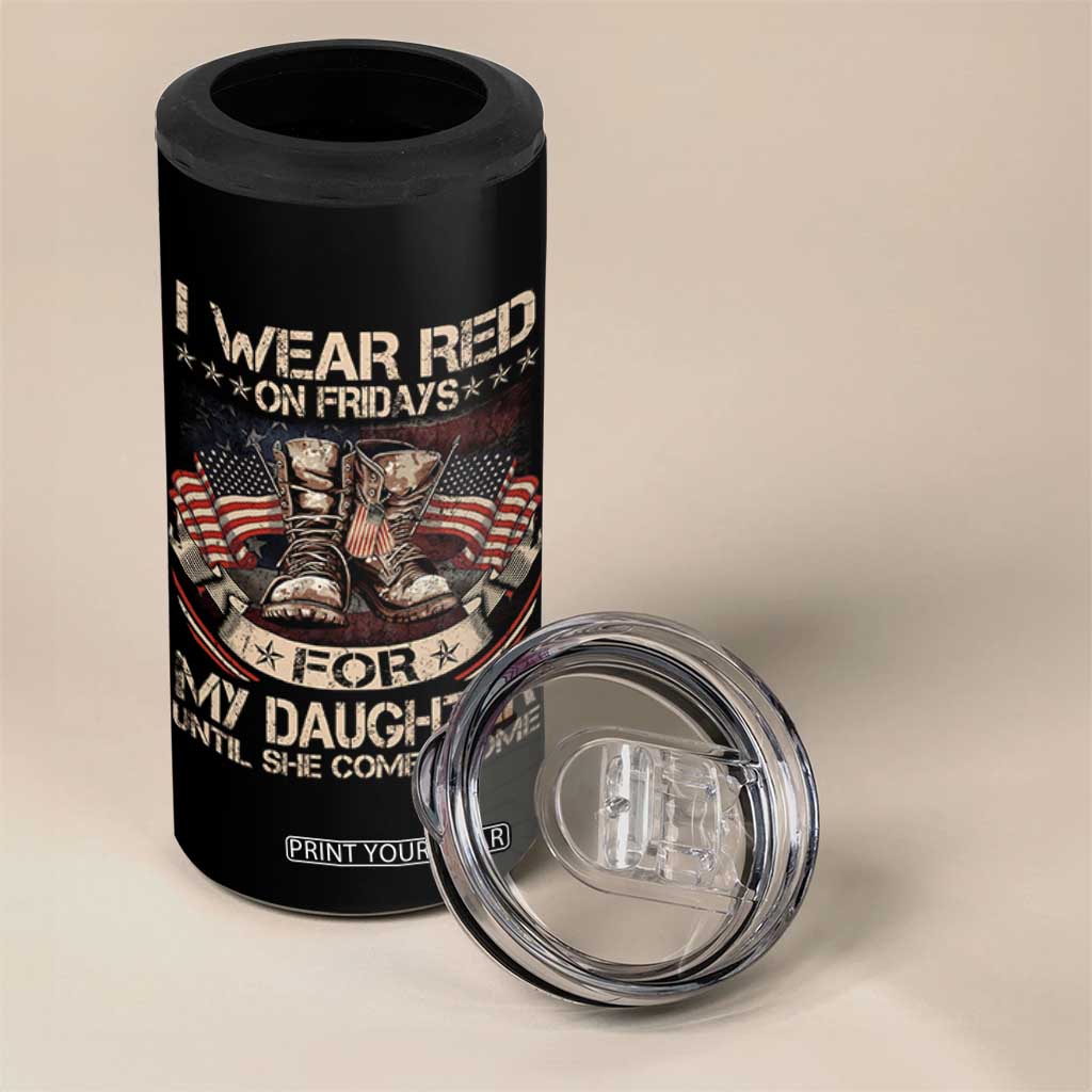 I Wear Red On Fridays For My Daughter Until She Comes Home 4 in 1 Can Cooler Tumbler Vintage American Flag TS11 Print Your Wear