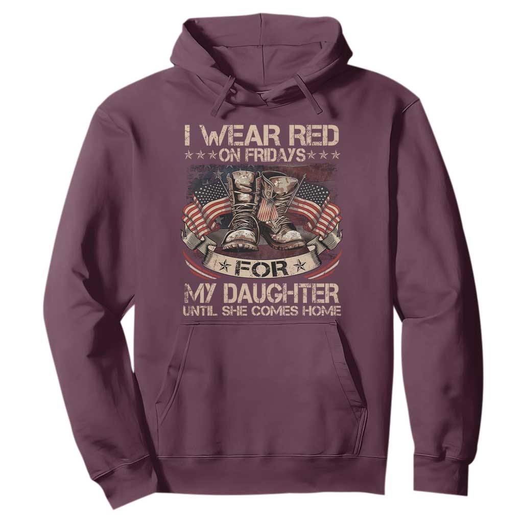 I Wear Red On Fridays For My Daughter Until She Comes Home Hoodie Vintage American Flag TS11 Maroon Print Your Wear
