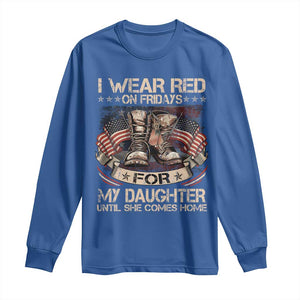 I Wear Red On Fridays For My Daughter Until She Comes Home Long Sleeve Shirt Vintage American Flag TS11 Royal Blue Print Your Wear