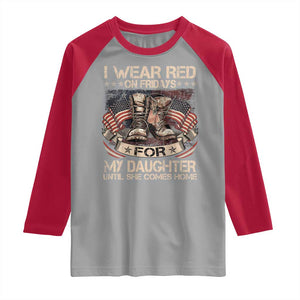 I Wear Red On Fridays For My Daughter Until She Comes Home Raglan Shirt Vintage American Flag TS11 Sport Gray Red Print Your Wear