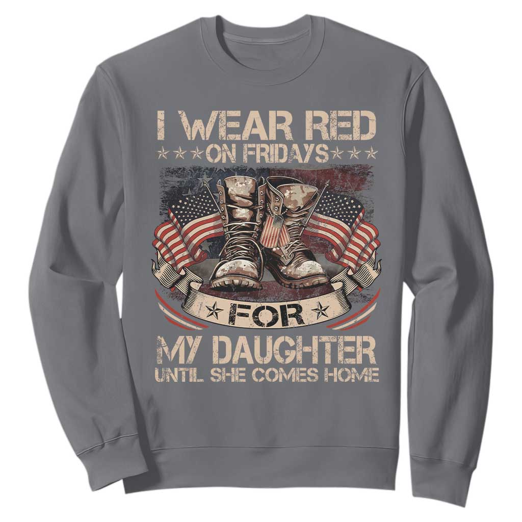 I Wear Red On Fridays For My Daughter Until She Comes Home Sweatshirt Vintage American Flag TS11 Charcoal Print Your Wear
