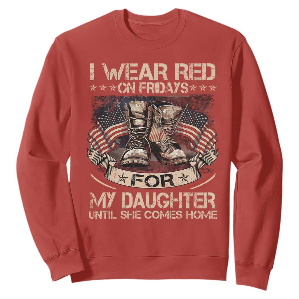 I Wear Red On Fridays For My Daughter Until She Comes Home Sweatshirt Vintage American Flag TS11 Red Print Your Wear