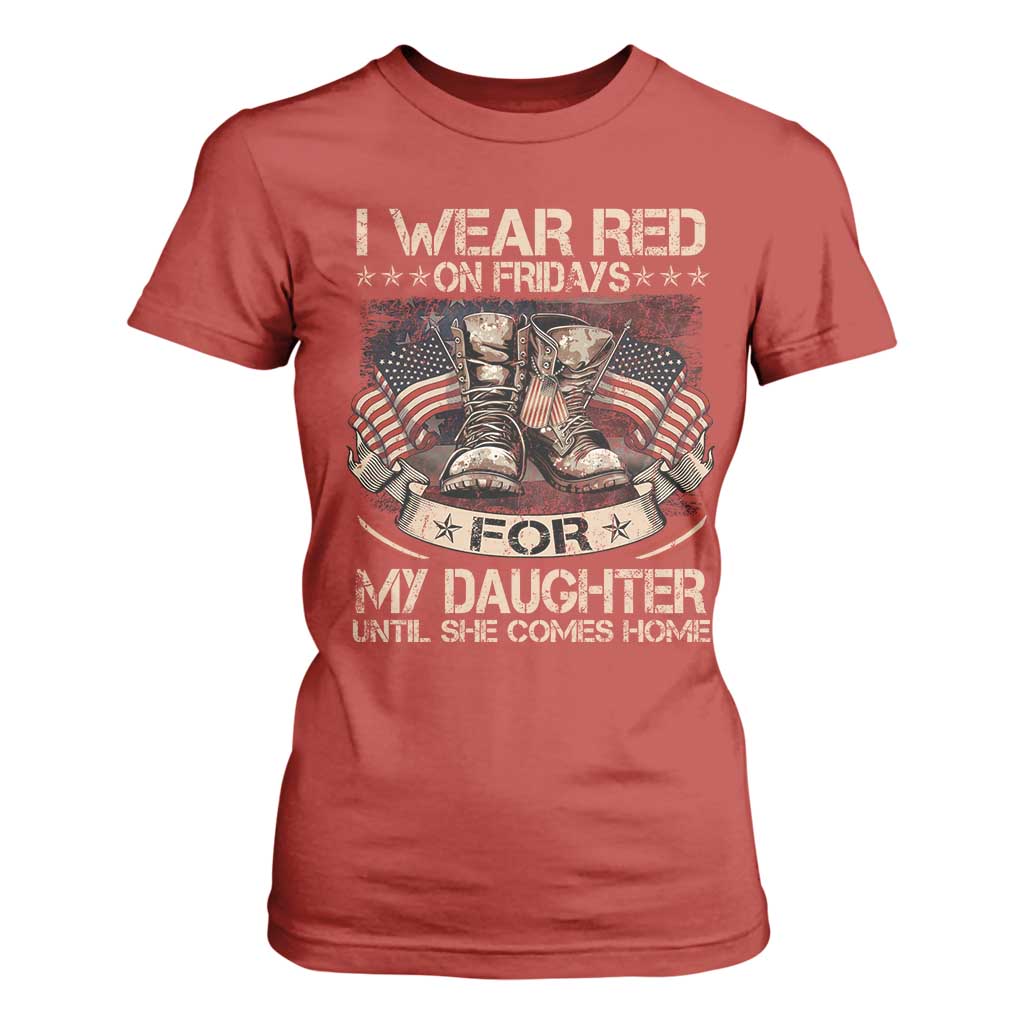 I Wear Red On Fridays For My Daughter Until She Comes Home T Shirt For Women Vintage American Flag TS11 Red Print Your Wear