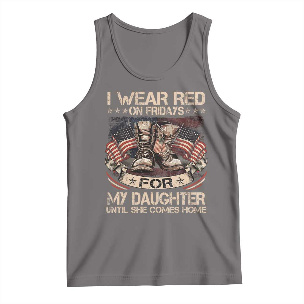 I Wear Red On Fridays For My Daughter Until She Comes Home Tank Top Vintage American Flag TS11 Deep Heather Print Your Wear