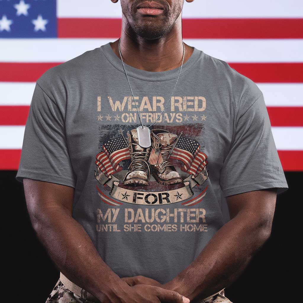I Wear Red On Fridays For My Daughter Until She Comes Home T Shirt Vintage American Flag TS11 Charcoal Print Your Wear