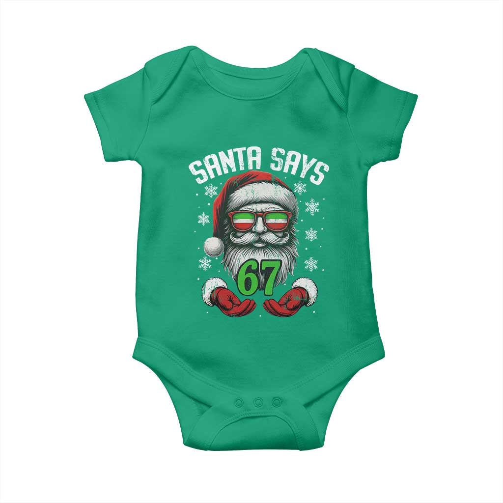 Funny Christmas Santa Says 67 Baby Onesie Six Seven Meme Gen Alpha Xmas Gag Gift TS11 Irish Green Print Your Wear