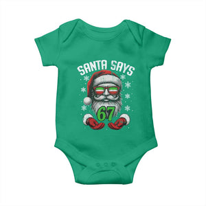 Funny Christmas Santa Says 67 Baby Onesie Six Seven Meme Gen Alpha Xmas Gag Gift TS11 Irish Green Print Your Wear