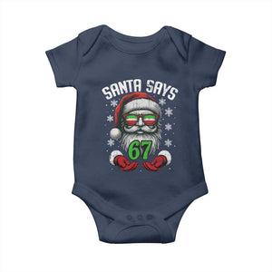 Funny Christmas Santa Says 67 Baby Onesie Six Seven Meme Gen Alpha Xmas Gag Gift TS11 Navy Print Your Wear