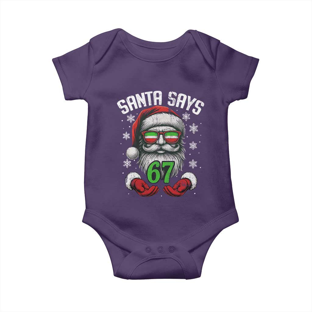 Funny Christmas Santa Says 67 Baby Onesie Six Seven Meme Gen Alpha Xmas Gag Gift TS11 Purple Print Your Wear