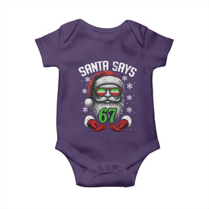 Funny Christmas Santa Says 67 Baby Onesie Six Seven Meme Gen Alpha Xmas Gag Gift TS11 Purple Print Your Wear