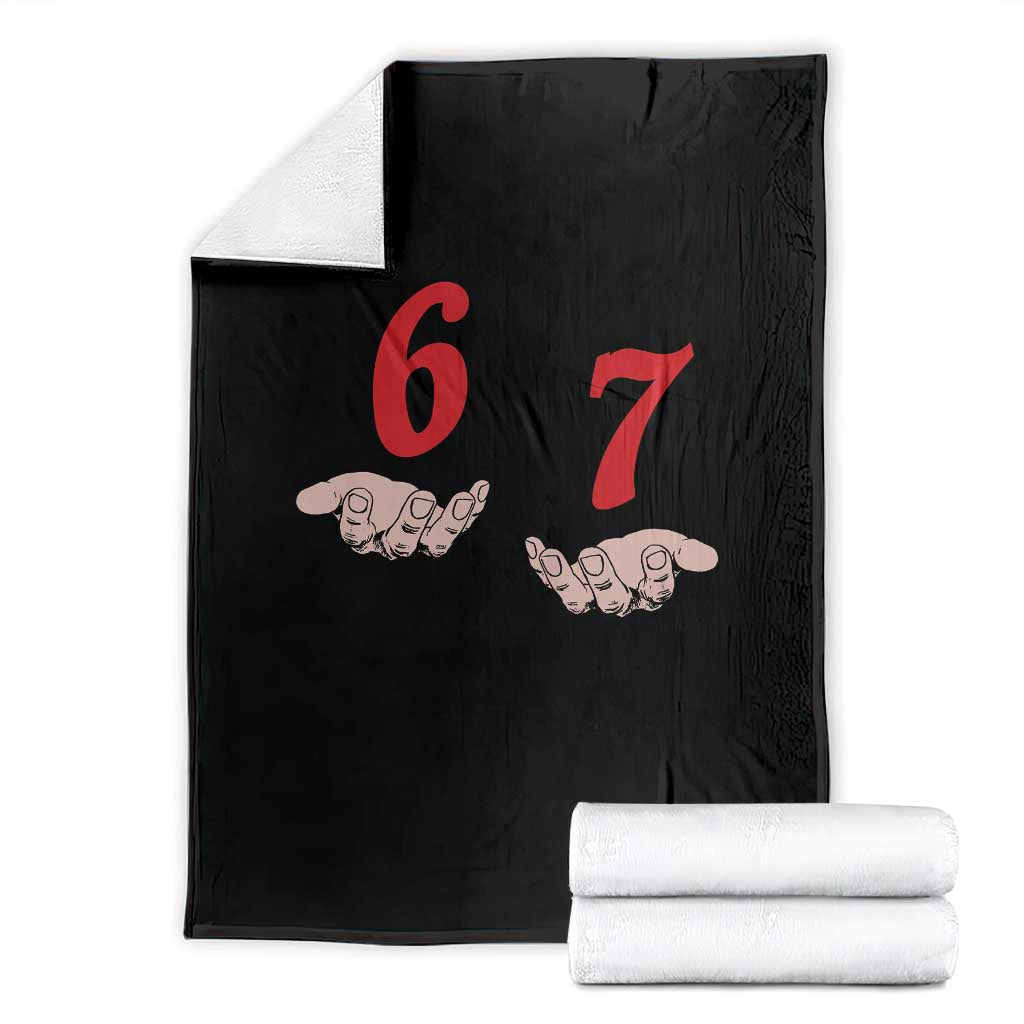 Funny 67 Six Seven Meme Hands Gesture Alpha Slang Throw Blanket TS11 Black Print Your Wear