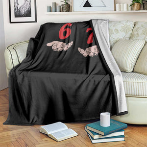 Funny 67 Six Seven Meme Hands Gesture Alpha Slang Throw Blanket TS11 Print Your Wear