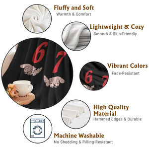 Funny 67 Six Seven Meme Hands Gesture Alpha Slang Throw Blanket TS11 Print Your Wear