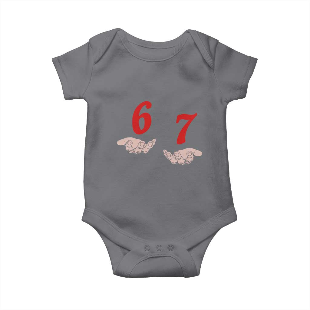 Funny 67 Six Seven Meme Hands Gesture Alpha Slang Baby Onesie TS11 Charcoal Print Your Wear