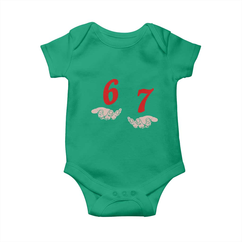 Funny 67 Six Seven Meme Hands Gesture Alpha Slang Baby Onesie TS11 Irish Green Print Your Wear