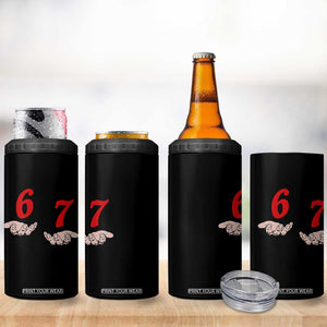 Funny 67 Six Seven Meme Hands Gesture Alpha Slang 4 in 1 Can Cooler Tumbler TS11 Print Your Wear