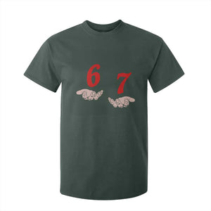 Funny 67 Six Seven Meme Hands Gesture Alpha Slang T Shirt For Kid TS11 Dark Forest Green Print Your Wear