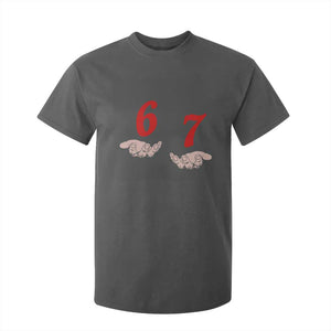 Funny 67 Six Seven Meme Hands Gesture Alpha Slang T Shirt For Kid TS11 Dark Heather Print Your Wear