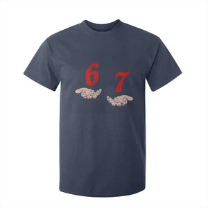 Funny 67 Six Seven Meme Hands Gesture Alpha Slang T Shirt For Kid TS11 Navy Print Your Wear