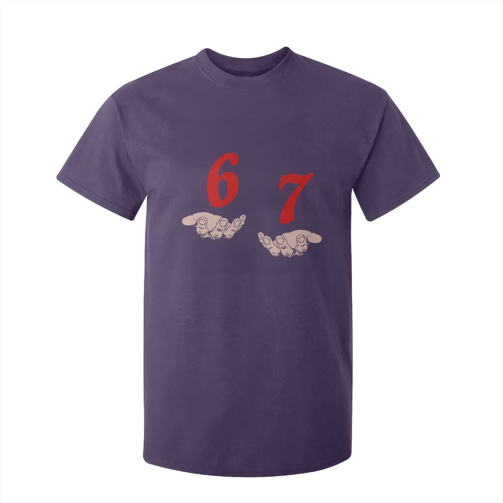 Funny 67 Six Seven Meme Hands Gesture Alpha Slang T Shirt For Kid TS11 Purple Print Your Wear