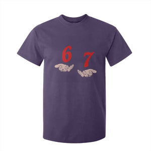 Funny 67 Six Seven Meme Hands Gesture Alpha Slang T Shirt For Kid TS11 Purple Print Your Wear