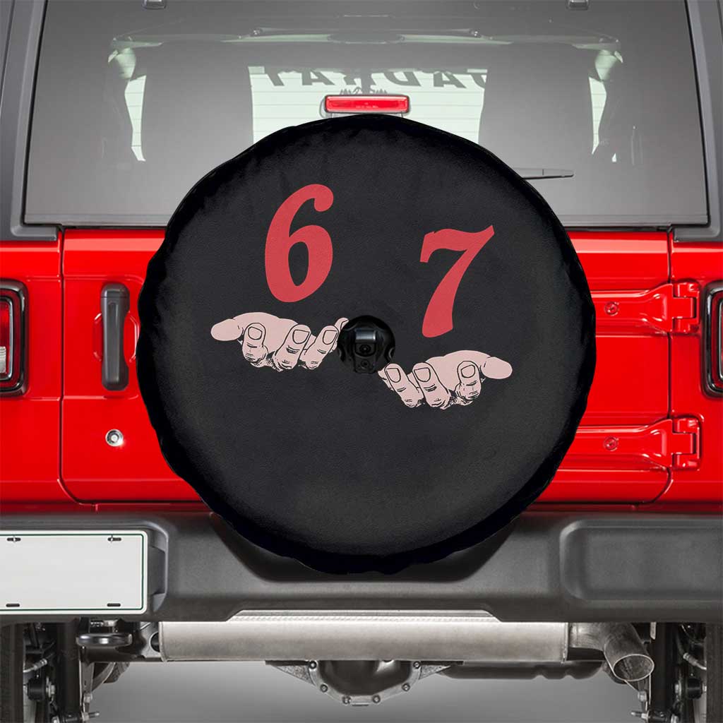 Funny 67 Six Seven Meme Hands Gesture Alpha Slang Spare Tire Cover TS11 Black Print Your Wear