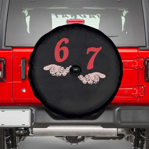 Funny 67 Six Seven Meme Hands Gesture Alpha Slang Spare Tire Cover TS11 Black Print Your Wear