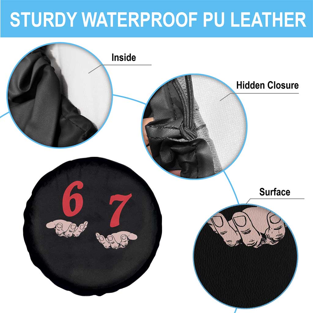 Funny 67 Six Seven Meme Hands Gesture Alpha Slang Spare Tire Cover TS11 Print Your Wear