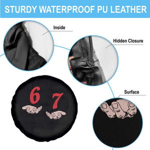 Funny 67 Six Seven Meme Hands Gesture Alpha Slang Spare Tire Cover TS11 Print Your Wear