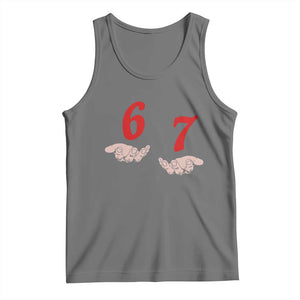 Funny 67 Six Seven Meme Hands Gesture Alpha Slang Tank Top TS11 Black Heather Print Your Wear