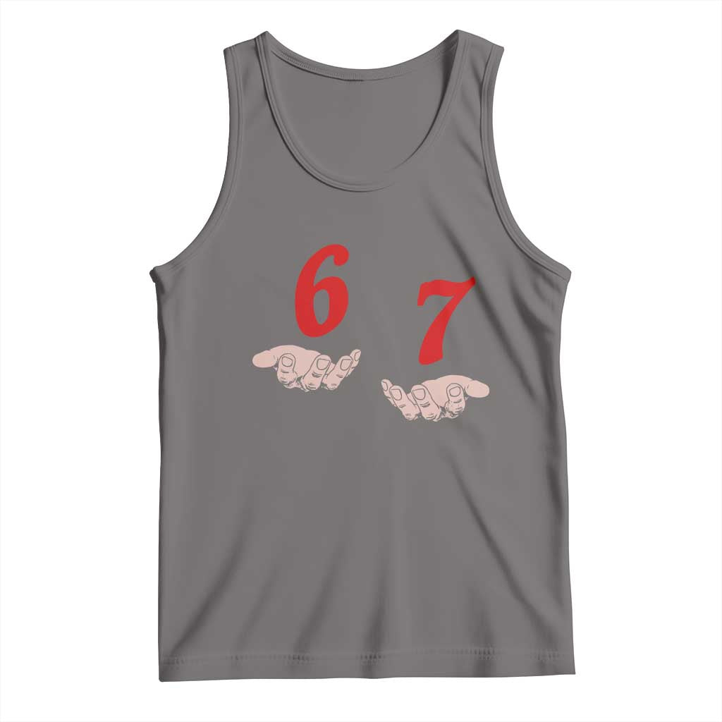 Funny 67 Six Seven Meme Hands Gesture Alpha Slang Tank Top TS11 Deep Heather Print Your Wear