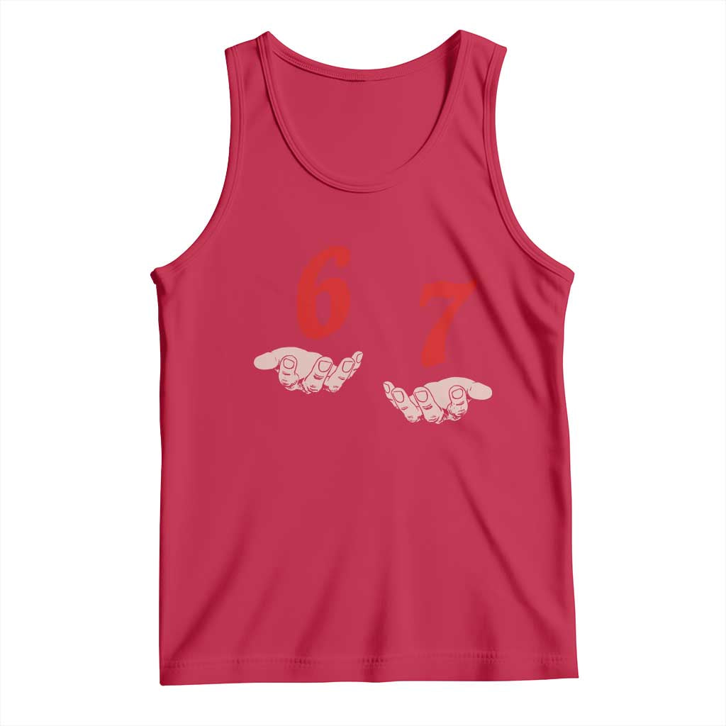 Funny 67 Six Seven Meme Hands Gesture Alpha Slang Tank Top TS11 Red Print Your Wear