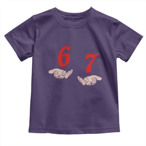 Funny 67 Six Seven Meme Hands Gesture Alpha Slang Toddler T Shirt TS11 Purple Print Your Wear